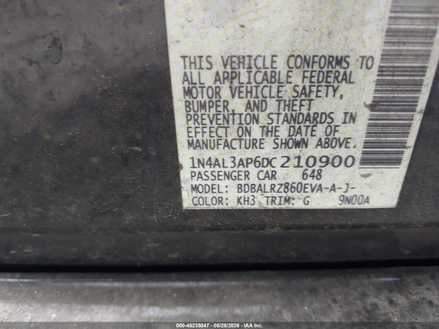 Продаж на аукціоні авто 2013 Nissan Altima 2.5 S, vin: 1N4AL3AP6DC210900, номер лоту: 45235047