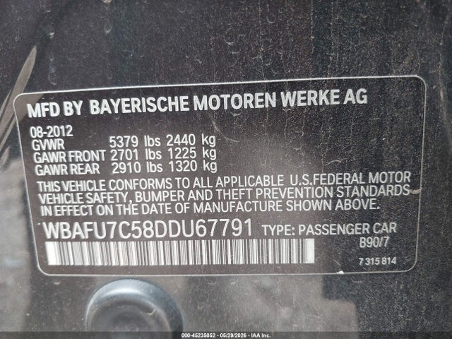 Aukcja sprzedaży 2013 Bmw 535i Xdrive, vin: WBAFU7C58DDU67791, numer aukcji: 45235052