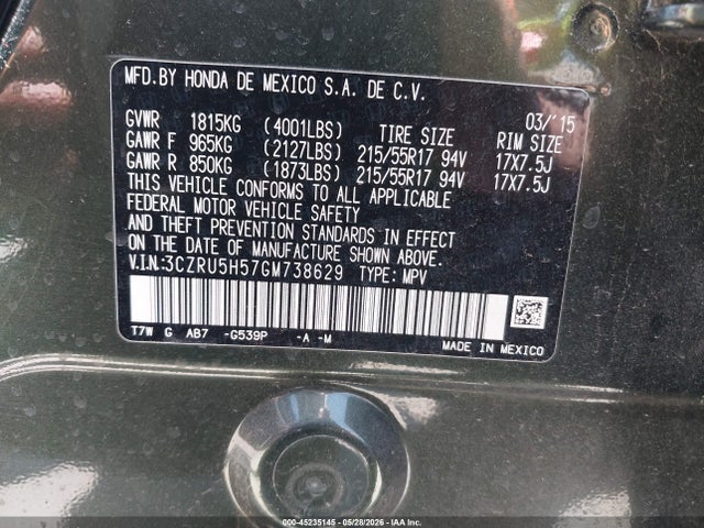 3CZRU5H57GM738629 Honda HR-V EX