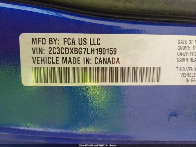 Aukcja sprzedaży 2020 Dodge Charger Sxt Rwd, vin: 2C3CDXBG7LH190159, numer aukcji: 45235209