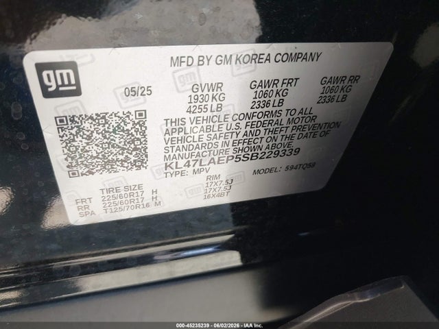 45235239 :رقم المزاد ، KL47LAEP5SB229339 vin ، 2025 Buick Envista Preferred Fwd مزاد بيع