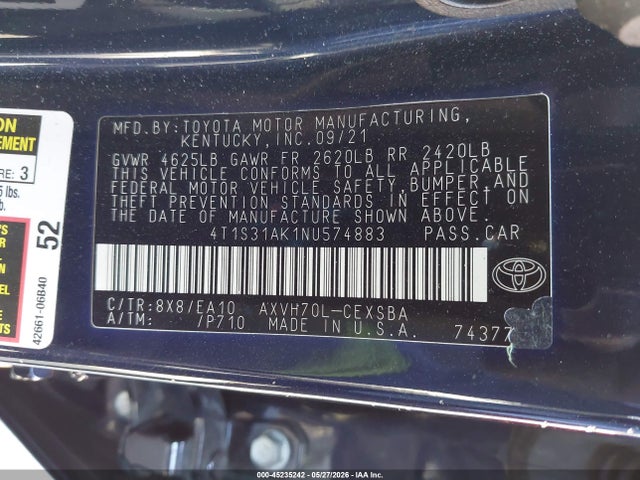 4T1S31AK1NU574883 Toyota Camry Se Hybrid