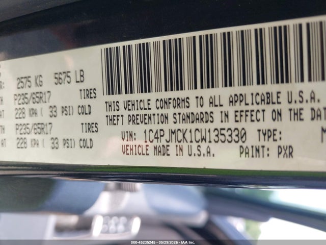 Продажа на аукционе авто 2012 Jeep Liberty Limited Edition, vin: 1C4PJMCK1CW135330, номер лота: 45235245