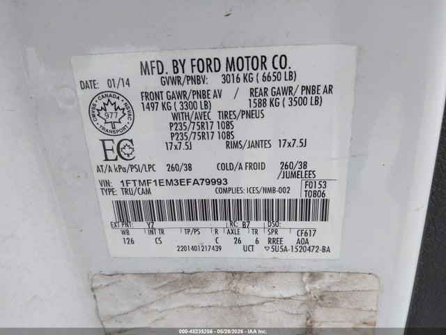 Aukcja sprzedaży 2014 Ford F-150 Stx, vin: 1FTMF1EM3EFA79993, numer aukcji: 45235256