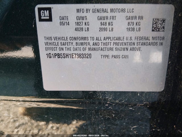 Chevrolet Cruze Ls Manual 2014 1G1PB5SH1E7383320 Image 9