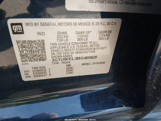 3GTU9FEL3MG460820 GMC Sierra 1500 4wd Short Box Denali