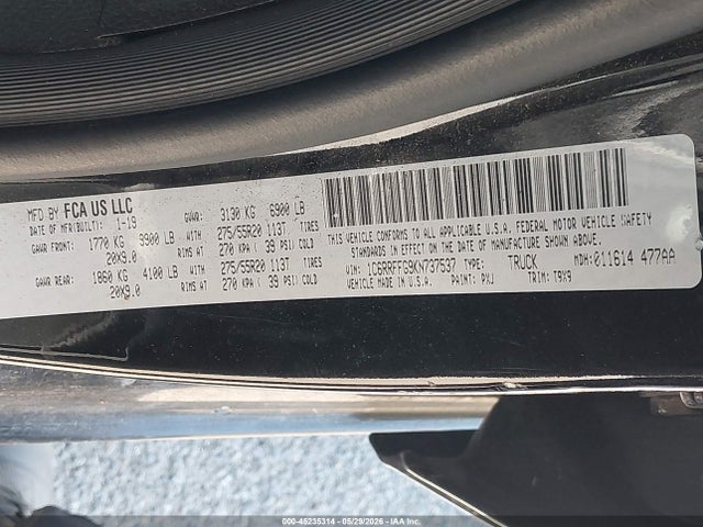 45235314 :رقم المزاد ، 1C6RRFFG9KN737537 vin ، 2019 Ram 1500 Big Horn/lone Star  4x4 5'7 Box مزاد بيع