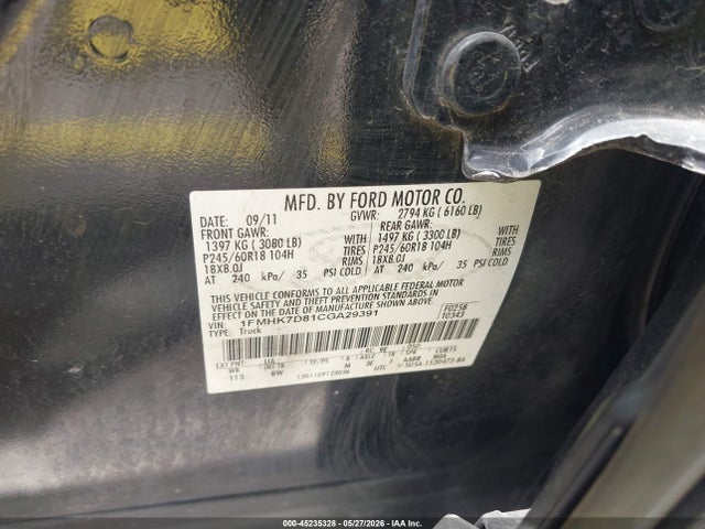 Auction sale of the 2012 Ford Explorer Xlt, vin: 1FMHK7D81CGA29391, lot number: 45235328