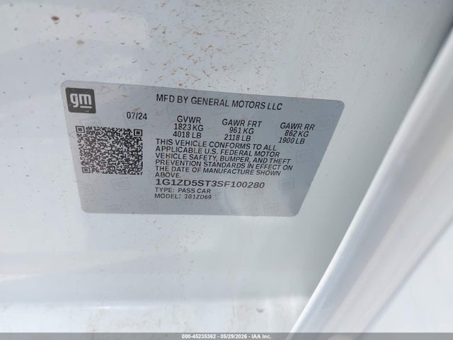 Продажа на аукционе авто 2025 Chevrolet Malibu Fwd 1lt, vin: 1G1ZD5ST3SF100280, номер лота: 45235362