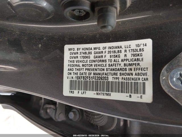 19XFB2F51FE209203 Honda Civic Lx