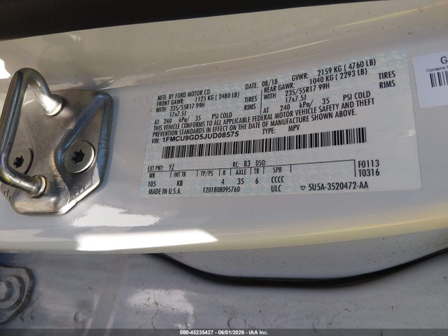 Ford ESCAPE SE 2018 1FMCU9GD5JUD08575 Image 9