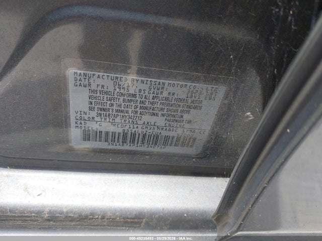 45235493 :رقم المزاد ، 3N1AB7AP1HY342712 vin ، 2017 Nissan Sentra Sv مزاد بيع