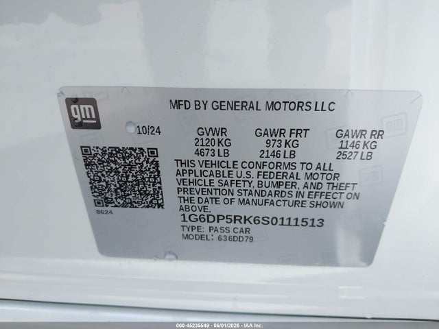 Продаж на аукціоні авто 2025 Cadillac Ct5 Sport Rwd, vin: 1G6DP5RK6S0111513, номер лоту: 45235549