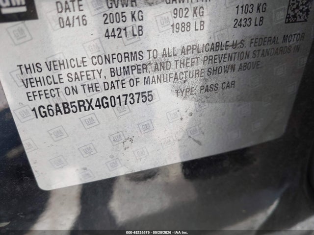 45235579 :رقم المزاد ، 1G6AB5RX4G0173755 vin ، 2016 Cadillac Ats Luxury Collection مزاد بيع