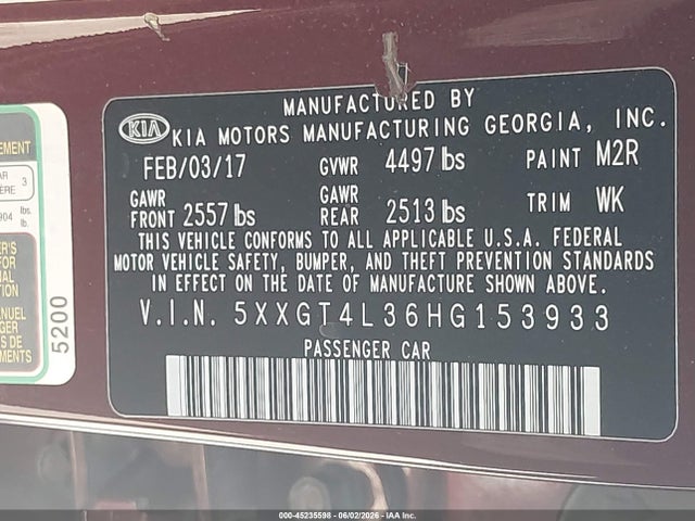KIA Optima Lx 2017 5XXGT4L36HG153933 Image 9