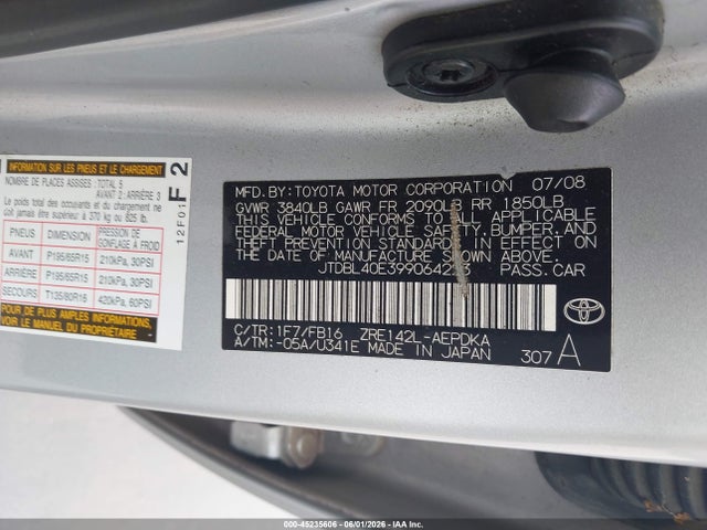 Aukcja sprzedaży 2009 Toyota Corolla Le, vin: JTDBL40E399064223, numer aukcji: 45235606