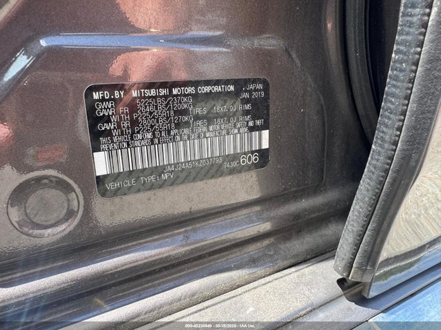Aukcja sprzedaży 2019 Mitsubishi Outlander Phev Gt, vin: JA4J24A51KZ037793, numer aukcji: 45235649