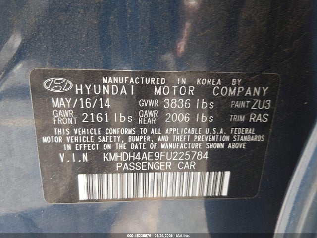 Продажа на аукционе авто 2015 Hyundai Elantra Se, vin: KMHDH4AE9FU225784, номер лота: 45235679