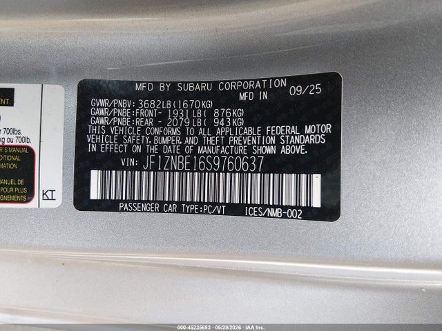 Aukcja sprzedaży 2025 Toyota Gr86 Premium, vin: JF1ZNBE16S9760637, numer aukcji: 45235683
