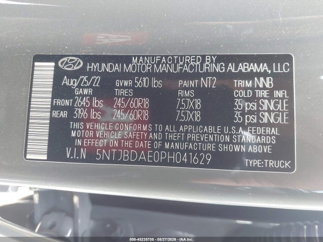 Hyundai Santa Cruz Sel 2023 5NTJBDAE0PH041629 Image 9