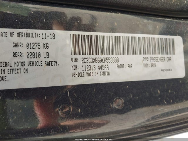 Dodge Charger Sxt Rwd 2019 2C3CDXBG0KH553898 Image 9