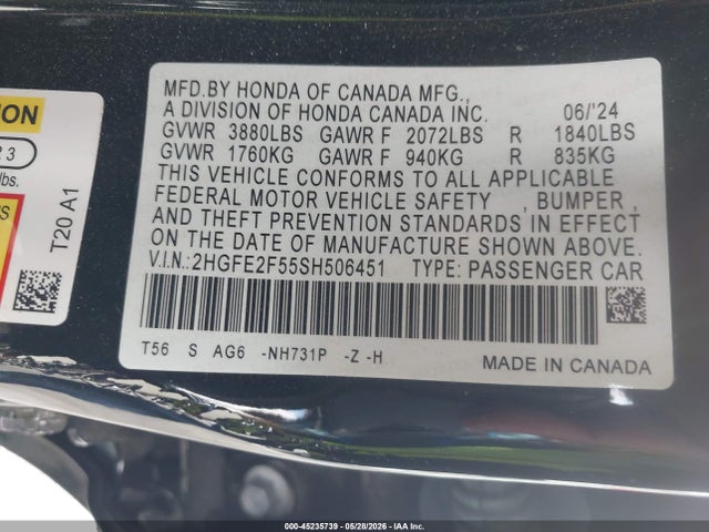Honda Civic Sport 2025 2HGFE2F55SH506451 Image 9