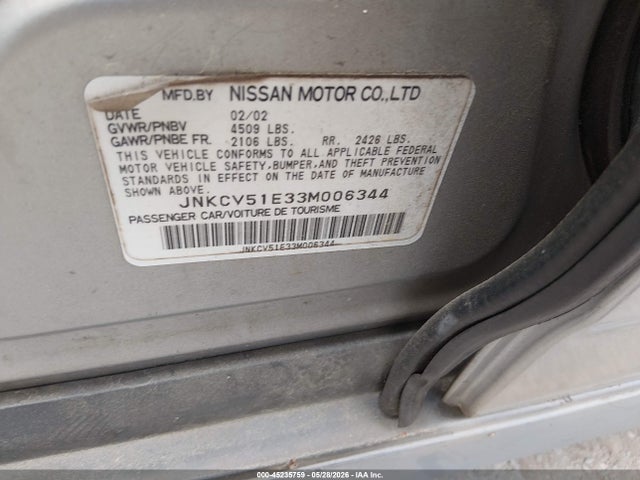 45235759 :رقم المزاد ، JNKCV51E33M006344 vin ، 2003 Infiniti G35 Luxury Leather مزاد بيع