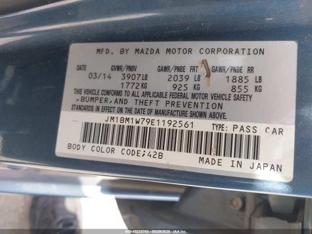 Aukcja sprzedaży 2014 Mazda Mazda3 I Grand Touring, vin: JM1BM1W79E1192561, numer aukcji: 45235763