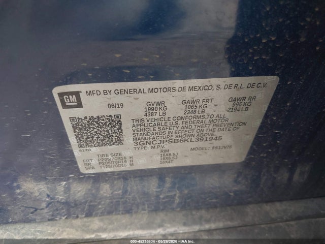 Chevrolet Trax Lt 2019 3GNCJPSB6KL391945 Image 9