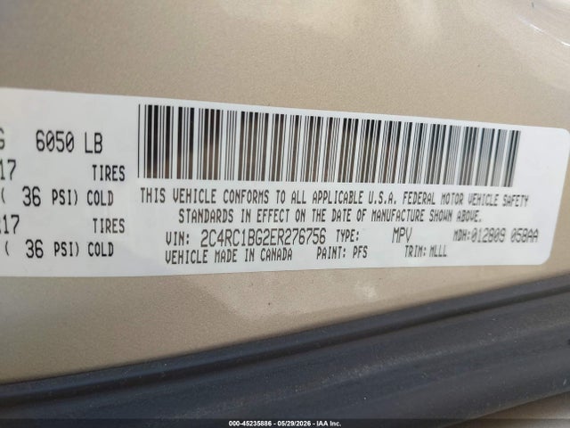 Продаж на аукціоні авто 2014 Chrysler Town & Country Touring, vin: 2C4RC1BG2ER276756, номер лоту: 45235886