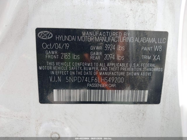 5NPD74LF6LH549200 Hyundai ELANTRA SE