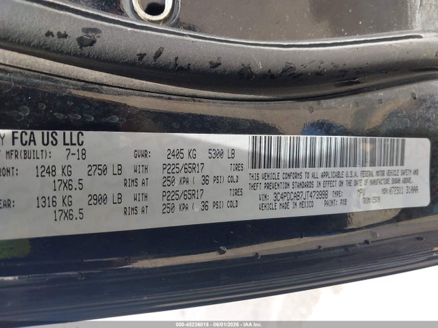 Dodge JOURNEY SE 2018 3C4PDCAB7JT473998 Image 9