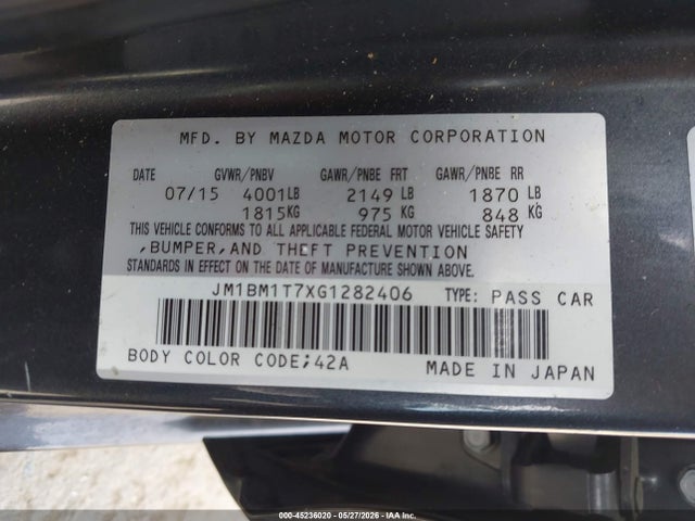 JM1BM1T7XG1282406 Mazda Mazda3 I Sport