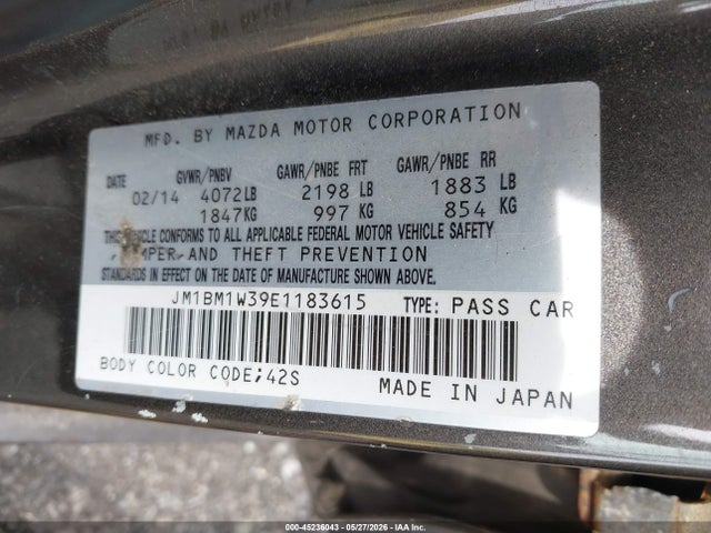 Продажа на аукционе авто 2014 Mazda Mazda3 S Grand Touring, vin: JM1BM1W39E1183615, номер лота: 45236043