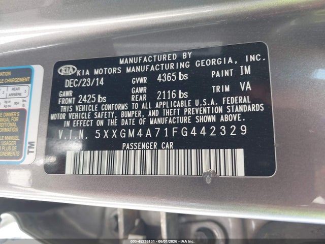KIA Optima Lx 2015 5XXGM4A71FG442329 Image 9