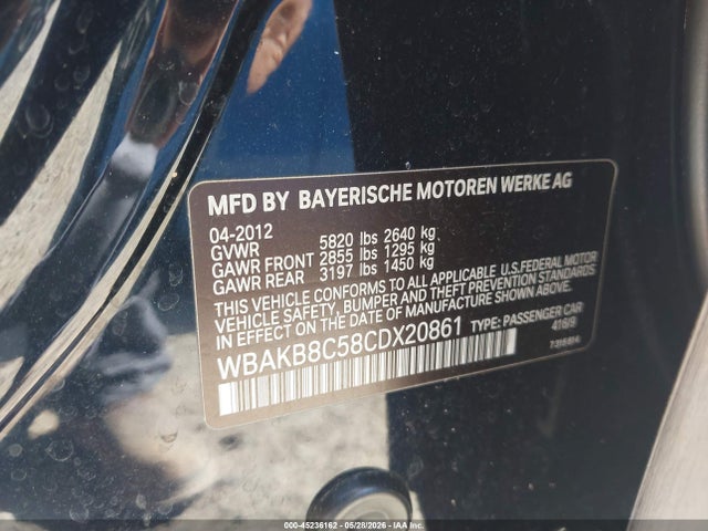 45236162 :رقم المزاد ، WBAKB8C58CDX20861 vin ، 2012 Bmw 750li مزاد بيع