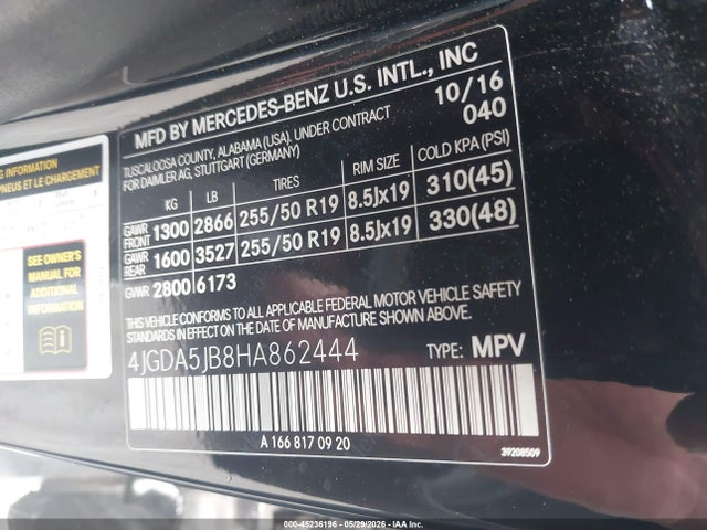 Mercedes-Benz GLE 350 2017 4JGDA5JB8HA862444 Image 9
