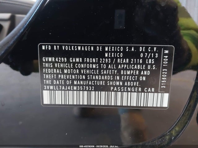 Продаж на аукціоні авто 2014 Volkswagen Jetta 2.0l Tdi, vin: 3VWLL7AJ4EM357932, номер лоту: 45236306