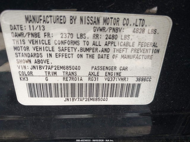 JN1BV7AP2EM685040 Infiniti Q50 SPORT