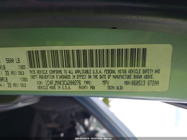 Aukcja sprzedaży 2012 Jeep Liberty Sport, vin: 1C4PJMAK3CW200276, numer aukcji: 45236378