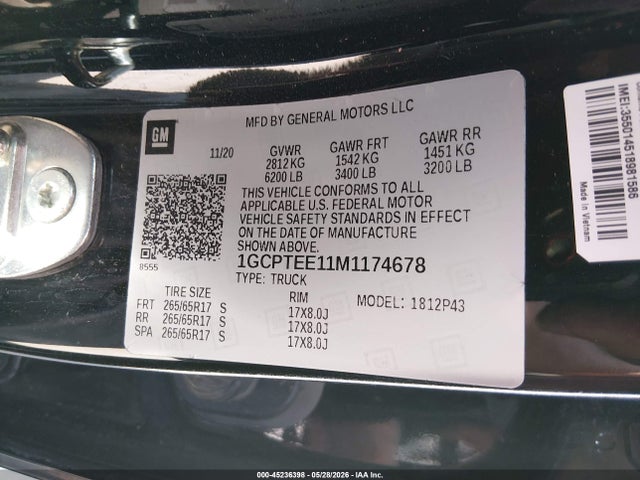 1GCPTEE11M1174678 Chevrolet Colorado 4wd Short Box Zr2