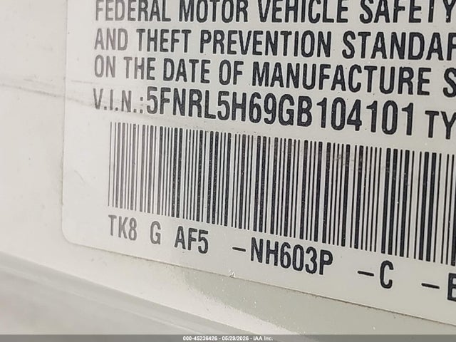 Honda Odyssey Ex-l 2016 5FNRL5H69GB104101 Image 9