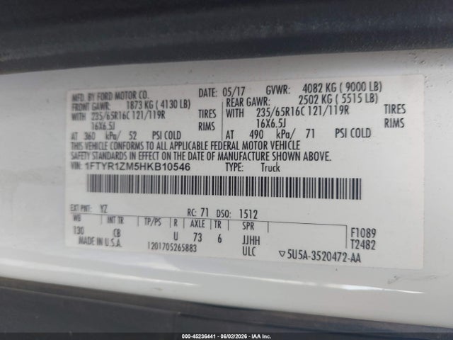 Ford Transit-250 2017 1FTYR1ZM5HKB10546 Image 9