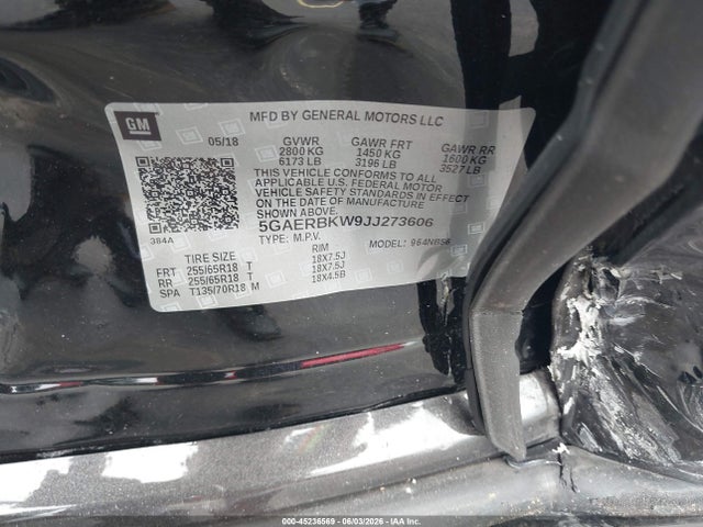 2018 Buick Enclave Essence მანქანა იყიდება აუქციონზე, vin: 5GAERBKW9JJ273606, აუქციონის ნომერი: 45236569