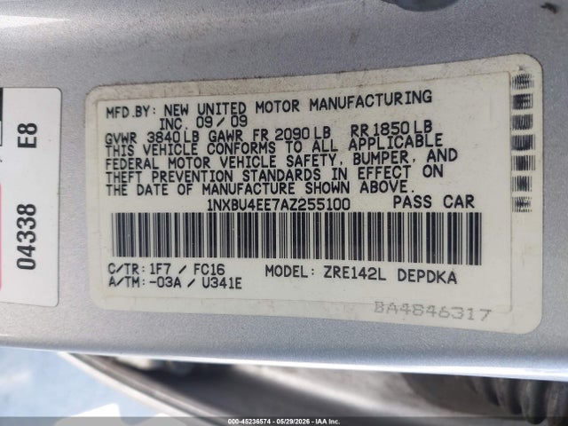 Aukcja sprzedaży 2010 Toyota Corolla Le, vin: 1NXBU4EE7AZ255100, numer aukcji: 45236574
