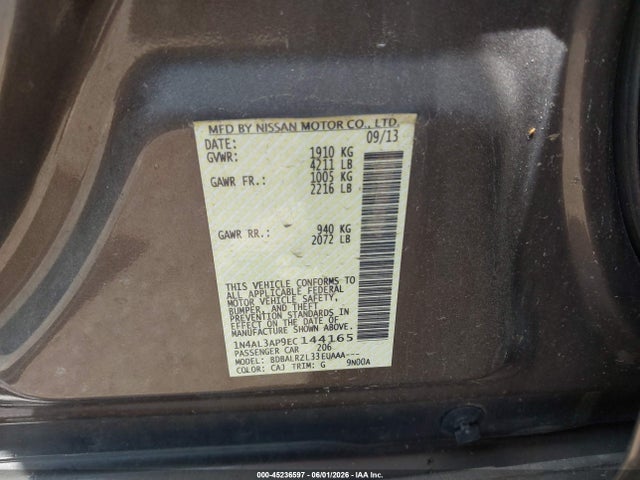 Aukcja sprzedaży 2014 Nissan Altima 2.5 S, vin: 1N4AL3AP9EC144165, numer aukcji: 45236597
