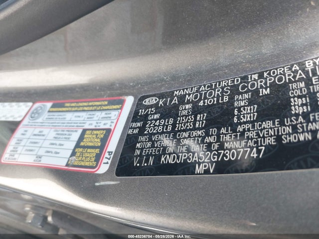 Aukcja sprzedaży 2016 Kia Soul +, vin: KNDJP3A52G7307747, numer aukcji: 45236704