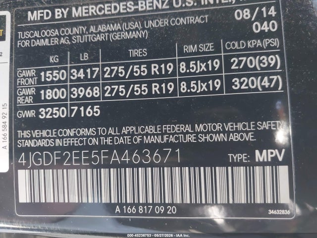 Aukcja sprzedaży 2015 Mercedes-benz Gl 350 Bluetec 4matic, vin: 4JGDF2EE5FA463671, numer aukcji: 45236753