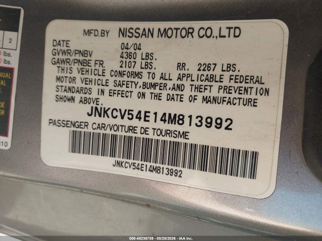 Продаж на аукціоні авто 2004 Infiniti G35, vin: JNKCV54E14M813992, номер лоту: 45236759