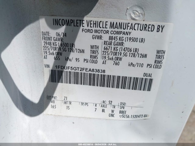 Ford F-550 Chassis Xl 2015 1FDUF5GT2FEA83838 Image 9